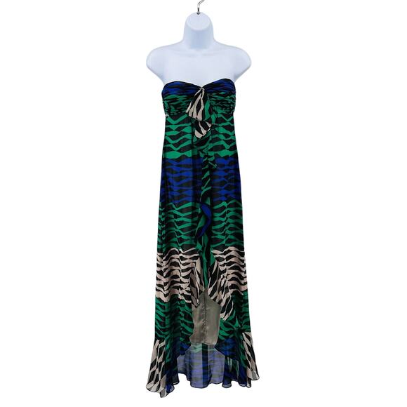 BCBGMaxAzria Green/Blue/White Printed Evergrenco Strapless Dress Womens Size 0 - Picture 2 of 16
